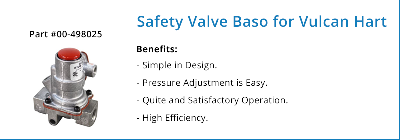 Safety Valve Baso for Vulcan Hart Part 00-498025