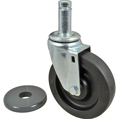 Caster,Stem(5"Od,W/Bumper,Blk) for Metro Part# MET5M