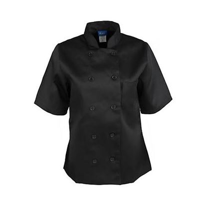 Picture of 2Xl Ladies Chef Coat Black Short Sleeve for AllPoints Part# 18752XL