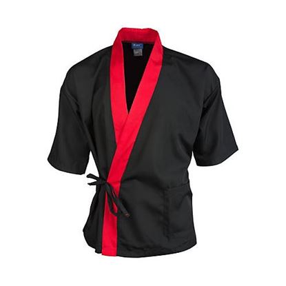 Picture of Xl Sushi Chef Coat Black/Red 3/4 Sleeve for AllPoints Part# 2129BKRDXL