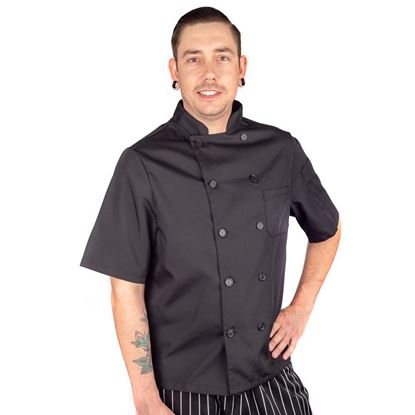 Picture of Xs Mens Chef Coat Lw Mesh Short Slv Black for AllPoints Part# 3905BLKXS