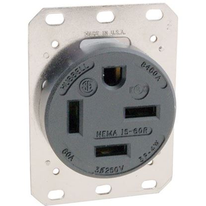 Picture of Receptacle,Single , 250V, 60A for Hubbell Part# -8460A