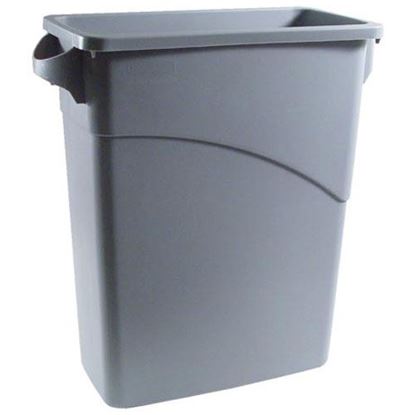 Picture of 16 Gal Gray Trash Can Slim Jim W/ Handles for Rubbermaid Part# RBMD1971258