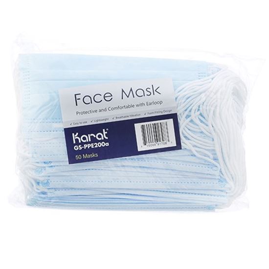 Picture of Face Mask, 3-Ply, Bx/50 W/ Elastic Ear Loop for AllPoints Part# 56278